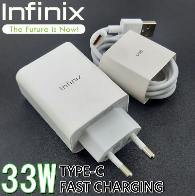 Original Infinix 33W Fast Charger Adapter | Type-C Super Fast Charging Wall Charger | Safe & Efficient USB-C Power Adapter