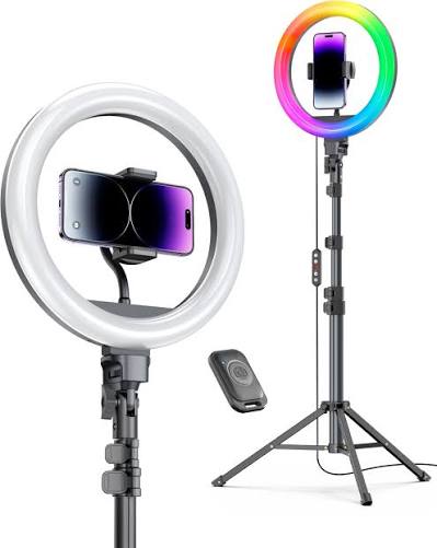 LED Ring Light with Adjustable Tripod Stand & Phone Holder – Dimmable Selfie Light for Photography & Live Streaming