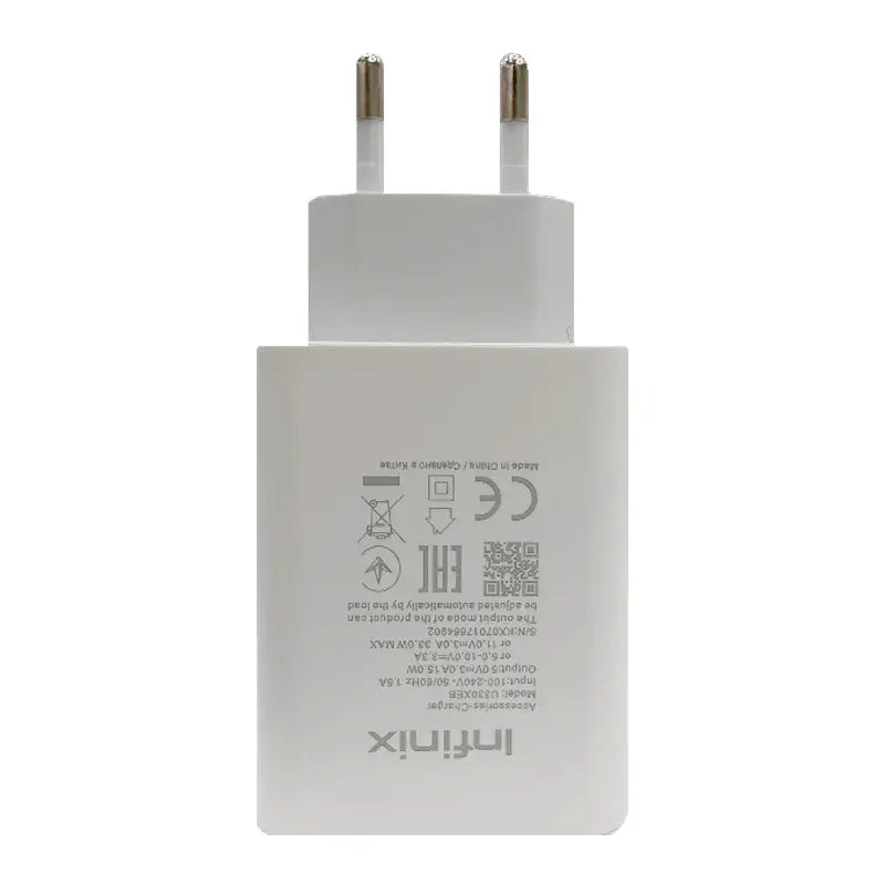 Original Infinix 33W Fast Charger Adapter | Type-C Super Fast Charging Wall Charger | Safe & Efficient USB-C Power Adapter