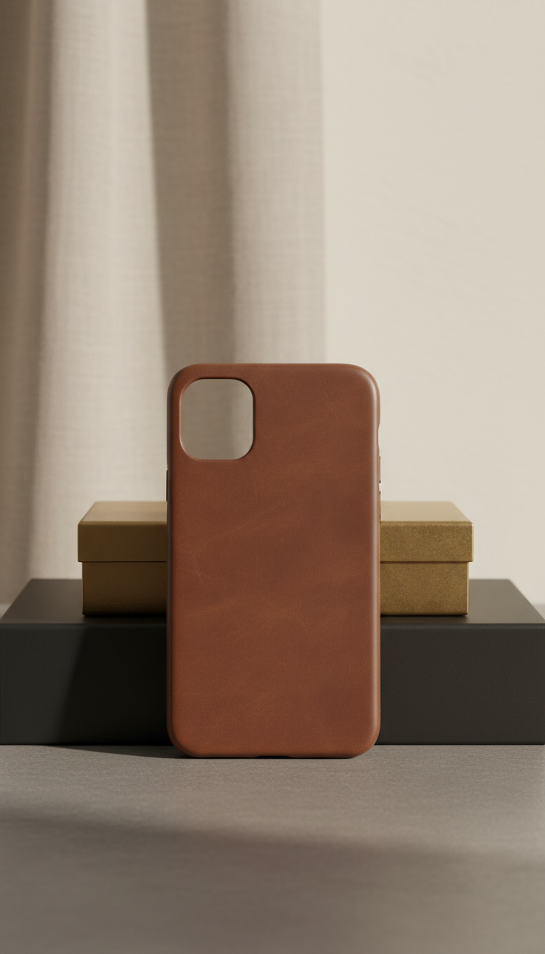 Leather Phone Case With Gold Accent