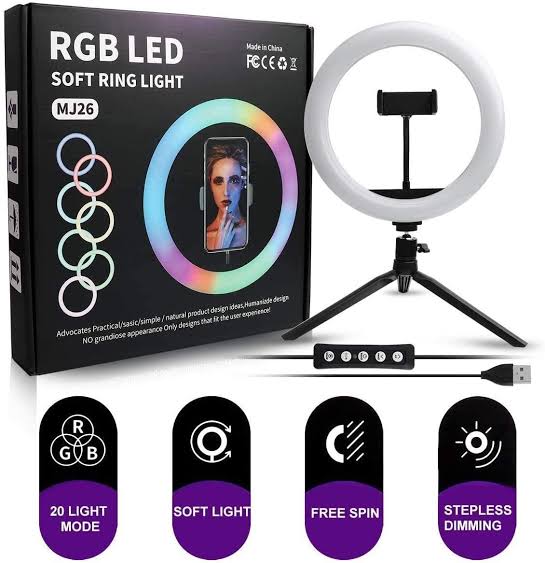 LED Ring Light with Adjustable Tripod Stand & Phone Holder – Dimmable Selfie Light for Photography & Live Streaming